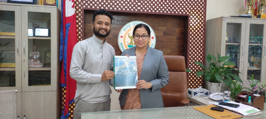 Handing Over Narayani River Study Report to Mayor of Bharatpur